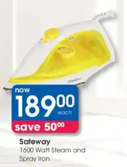 Clicks Safeway 1600 Watt Steam and Spray Iron offer