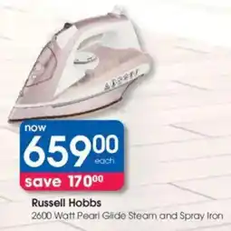 Clicks Russell Hobbs 2600 Watt Pearl Glide Steam and Spray Iron offer