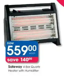 Clicks Safeway 4-Bar Quartz Heater with Humidifier offer