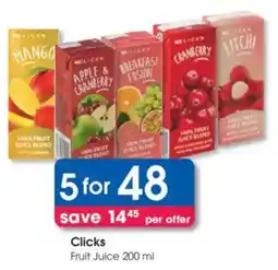 Clicks Clicks Fruit Juice offer
