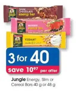 Clicks Jungle Energy, Slim or Cereal Bars offer