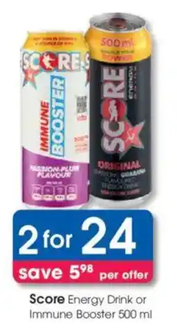 Clicks Score Energy Drink or Immune Booster offer