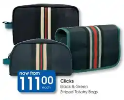 Clicks Clicks Black & Green Striped Toiletry Bags offer