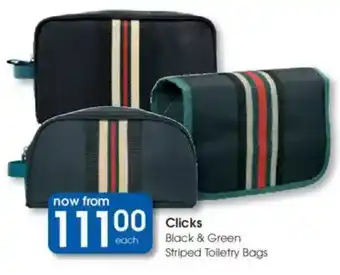 Clicks Clicks Black & Green Striped Toiletry Bags offer