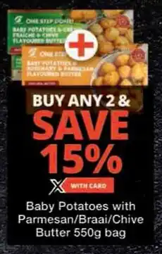 Checkers Baby Potatoes with Parmesan/ Braai/ Chive Butter offer