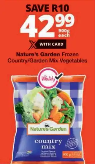 Checkers Nature's Garden Frozen Country/ Garden Mix Vegetables offer