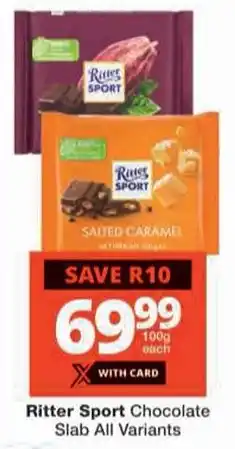 Checkers Ritter Sport Chocolate Slab All Variants offer