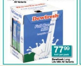 Checkers Dewfresh Long Life Milk All Variants 6 x 1L per pack offer