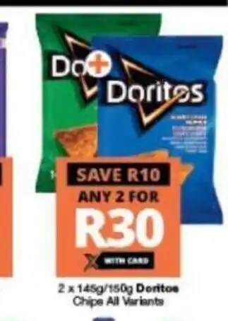 Checkers Doritos Chips All Variants 2 x 145g offer