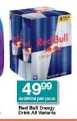 Checkers Red Bull Energy Drink All Variants 4 x 250ml per pack offer