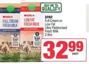 Spar Spar Full Cream Or Low Fat Ultra Pasteurised Fresh Milk-2L offer