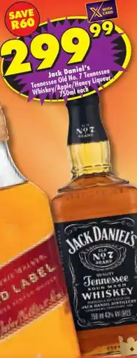 Shoprite Liquor Jack Daniel's Tennessee Old No. 7 Tennessee Whiskey/ Apple/ Honey Liqueur offer