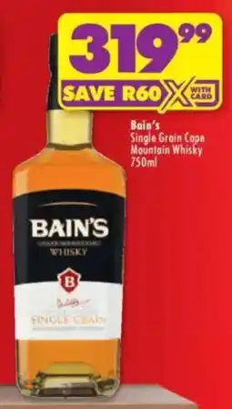 Shoprite Liquor Bain's Single Grain Cape Mountain Whisky offer
