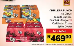 Jumbo Chillers Punch Ice Citrus, Tequila Sunrise, Peach & Mango OR Caribbean Chaos Spirit Cooler offer