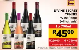 Jumbo D'vine Secret Tunnel Wine Range offer