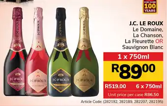 J.c. Le Roux Le Domaine, La Chanson, La Fleurette or Sauvignon Blanc