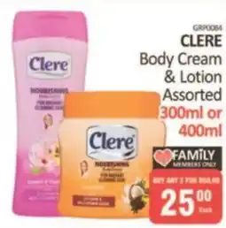 KitKat Cash and Carry Clere Body Cream & Lotion Assorted offer