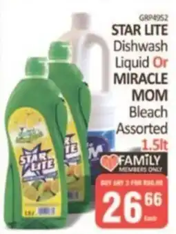 KitKat Cash and Carry Star Lite Dishwash Liquid Or Miracle Mom Bleach Assorted offer