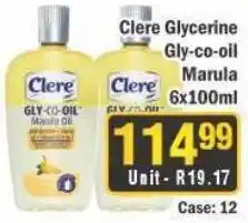 J&E Cash and Carry Clere Glycerine Gly-co-oil Marula offer
