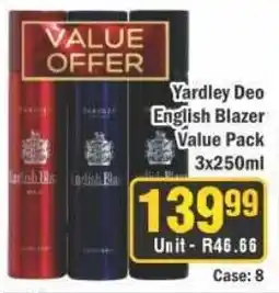 J&E Cash and Carry Yardley Deo English Blazer Value Pack offer