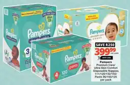 Checkers Pampers Premium Care/ Ultra Skin Comfort Disposable Nappies/ Pants offer