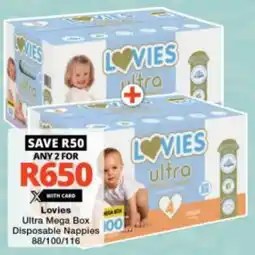 Checkers Lovies Ultra Mega Box Disposable Nappies offer
