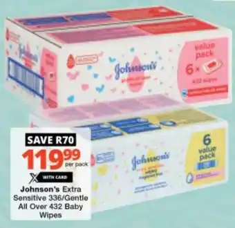 Johnson's Extra Sensitive/ Gentle All Over Baby Wipes