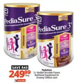 Checkers PediaSure 3+Vanilla/ Chocolate Flavour Nutritional Supplement for Growing Children offer