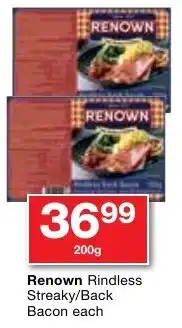 Checkers Renown Rindless Streaky/ Back Bacon offer
