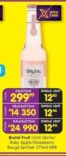 Shoprite Brutal Fruit Litchi Sèche/Ruby Apple/Strawberry Rouge Spritzer 275ml NRB offer