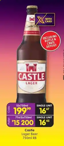 Shoprite CASTLE LAGER BEER 750ml RB offer