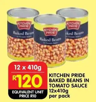 Shoprite KITCHEN PRIDE BAKED BEANS IN TOMATO SAUCE 12x410g offer