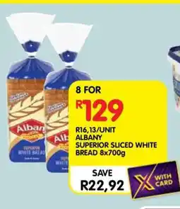 Shoprite ALBANY SUPERIOR SLICED WHITE BREAD 8x700g offer