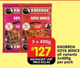 Shoprite KNORROX SOYA MINCE all variants 5x400g per pack offer