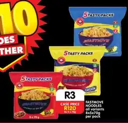 Shoprite FASTMOVE NOODLES all variants 8x5x70g per pack offer