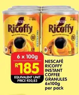 Shoprite NESCAFÉ RICOFFY INSTANT COFFEE GRANULES 6x100g per pack offer