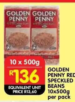 Shoprite GOLDEN PENNY RED SPECKLED BEANS 10x500g per pack offer