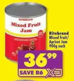 Shoprite Ritebrand Mixed Fruit/Apricot Jam 900g offer