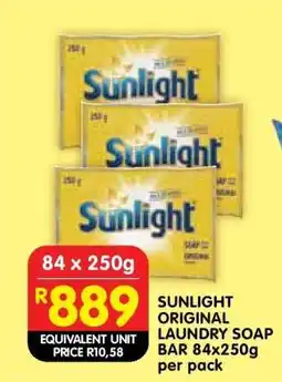 Shoprite SUNLIGHT ORIGINAL LAUNDRY SOAP BAR 84x250g per pack offer
