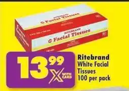 Shoprite Ritebrand White Facial Tissues offer