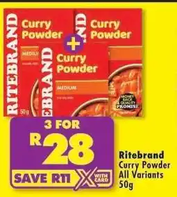 Shoprite RITEBRAND CURRY POWDER all variants 50g offer