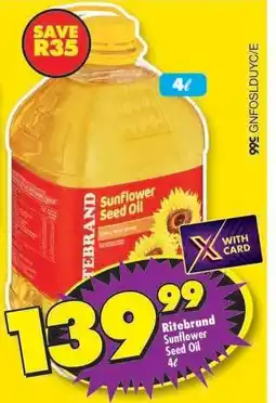 Shoprite Ritebrand Sunflower Seed Oil 4ℓ offer
