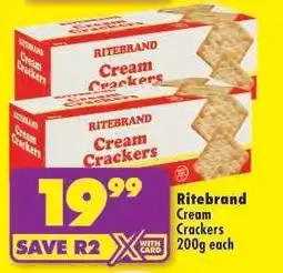 Shoprite Ritebrand Cream Crackers 200g each offer
