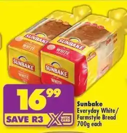 Shoprite Sunbake Everyday White/Farmstyle Bread 700g each offer