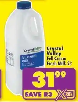 Shoprite CRYSTAL VALLEY FULL CREAM FRESH MILK 2L offer
