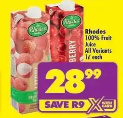 Shoprite RHODES 100% FRUIT JUICE offer
