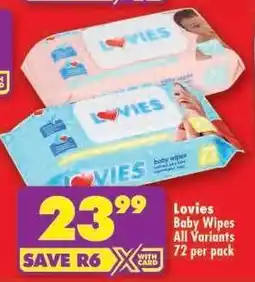 Shoprite Lovies Baby Wipes All Variants offer