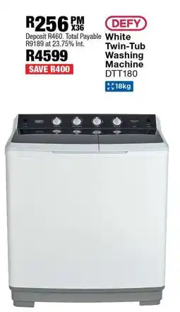 OK Furniture DEFY White Twin-Tub Washing Machine DTT180 offer