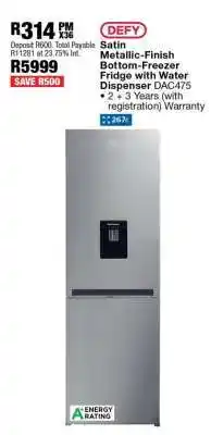 OK Furniture DEFY Satin Metallic-Finish Bottom-Freezer Fridge with Water Dispenser DAC475 offer