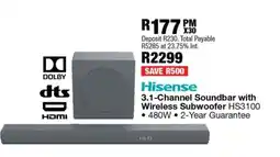 OK Furniture Hisense 3.1-Channel Soundbar with Wireless Subwoofer HS3100 offer